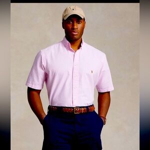 Men's Gingham Oxford Shirt pink & green size medium preppy button down